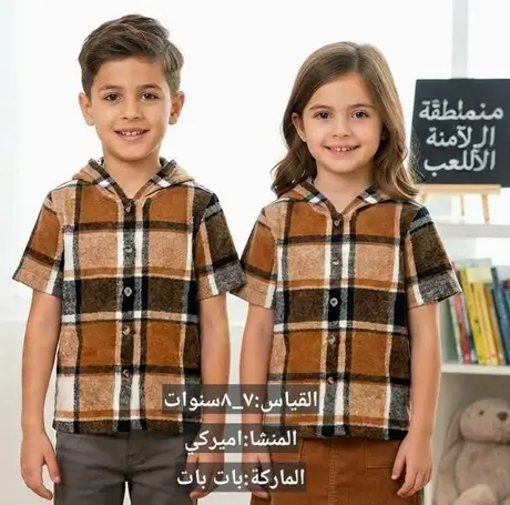 قميص كاروهات بقبعة PatPat، أمريكي
